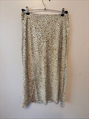 Jcrew factory Print satin Skirt in Cream and Brown